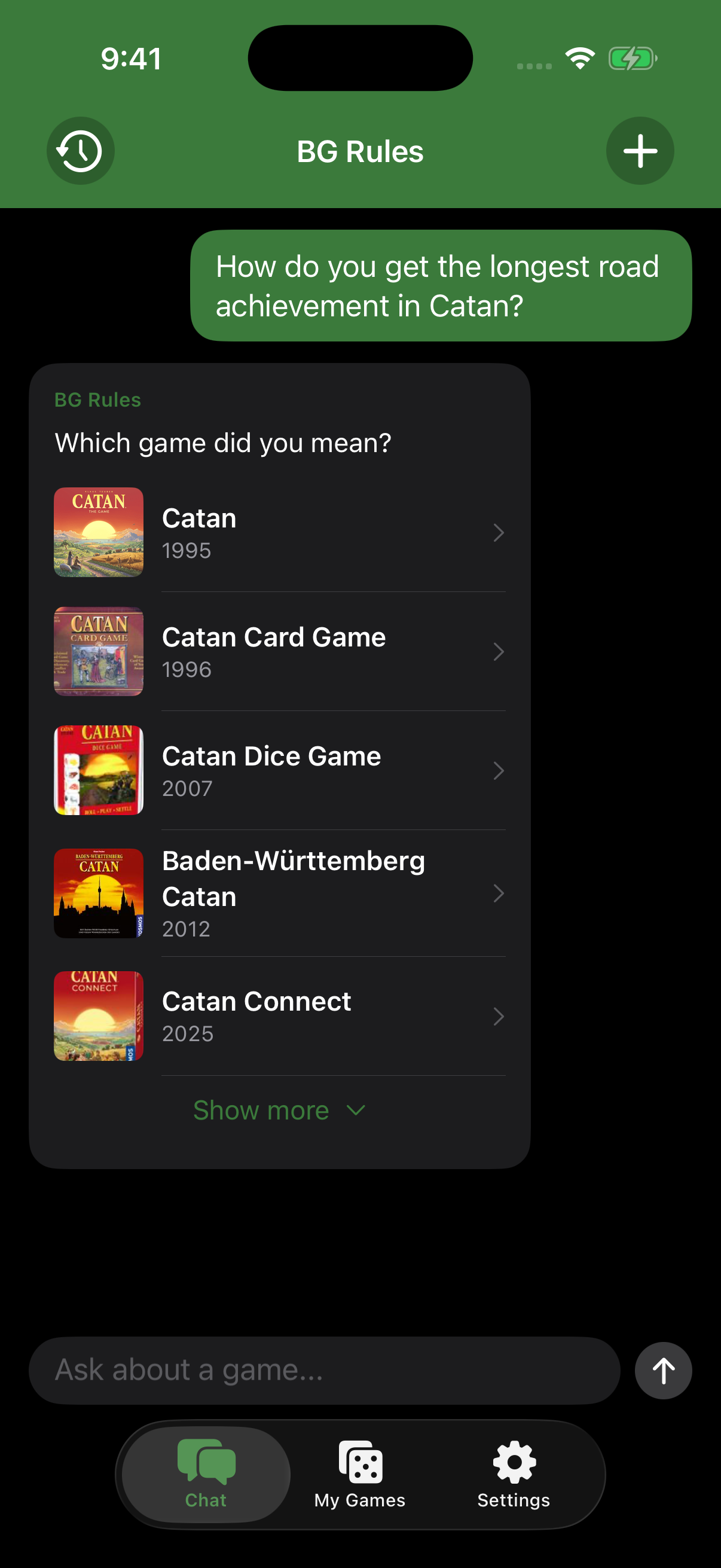 Choosing the right edition from a list of matching games