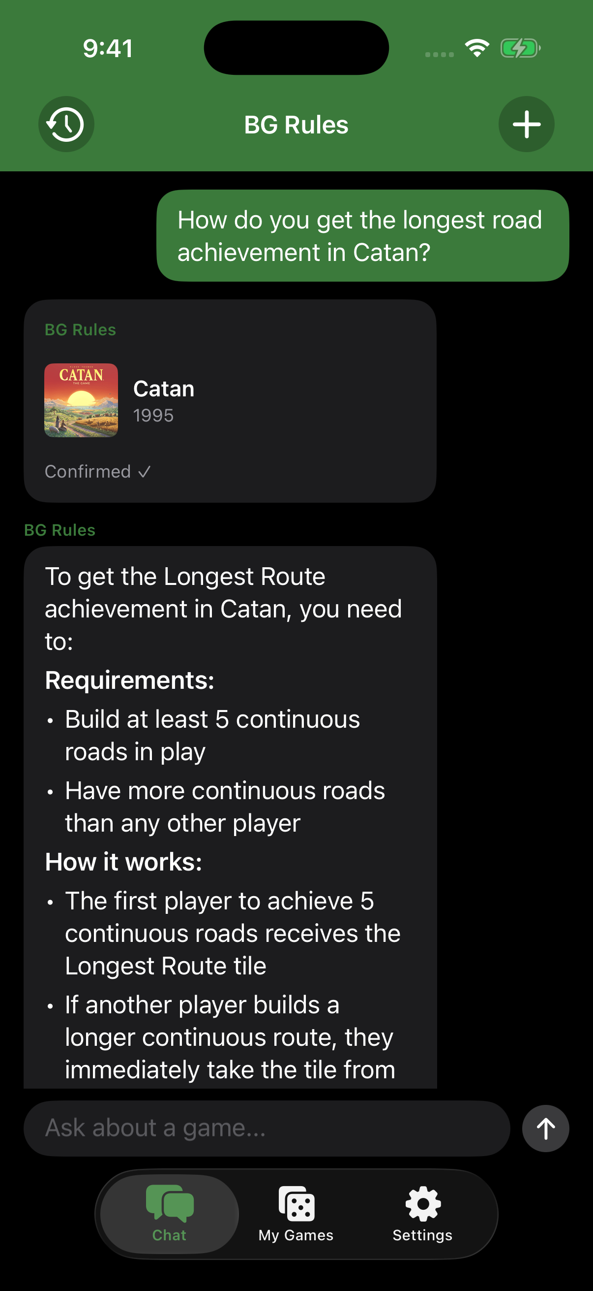 BG Rules answering with a rulebook-sourced response
